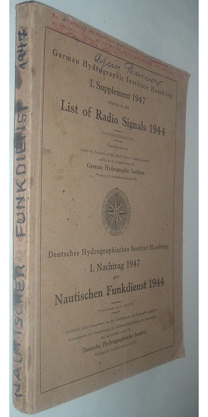 Deutsches Hydrographisches Institut Hamburg I. Nachtrag 1947 zum Nautischen Funkdienst 1944 Bild 3