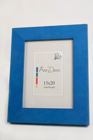 Holz-Bilderrahmen Standrahmen 15x20 Blau Art Deco 4cm Leiste