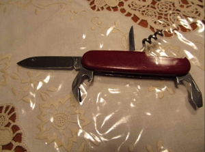 Rotes Multifunktion, Taschen Messer Stainless Solingen, roter Schaft Bild 3