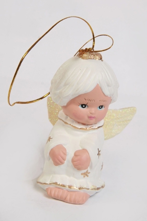 Süße Engelsfigur Keramik Anhänger Baumdeko 10cm vintage 70er