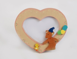 Holzbilderrahmen-Fotorahmen-Baby-Kinder-bemalt-rosa-Herz