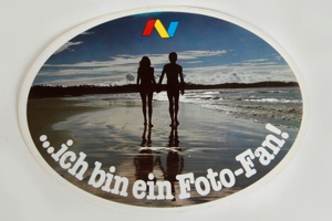 Aufkleber/Sticker Ich bin ein Fotofan 12x17 oval Liebespaar Strand