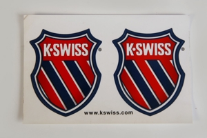 2/Aufkleber/Sticker K.SWISS 5x6cm 80er vintage