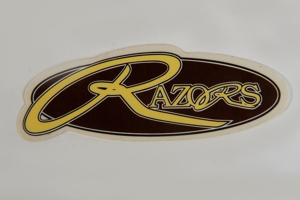 Aufkleber/Sticker RAZORS SKATES 8x3cm oval 80er vintage