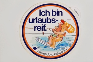 Aufkleber/Sticker Hapag-Lloyd Ich bin urlaubsreif Ø 12cm 80er vintage