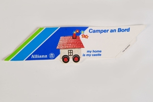 Aufkleber/Sticker Allianz Camper an Bord 20x5cm 80er vintage