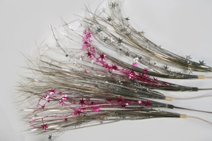 6 Glitzerwedel Alu Metall Sterne silber pink Weihnachtsdeko