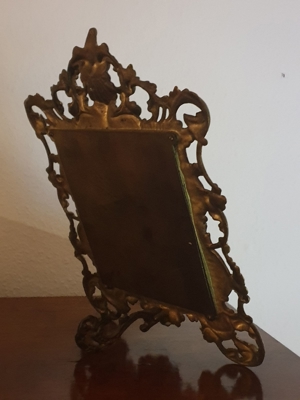 Alter antiker Messing Standspiegel 2,2 Kg, 35 x 36 cm Bild 6