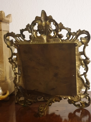 Alter antiker Messing Standspiegel 2,2 Kg, 35 x 36 cm Bild 5