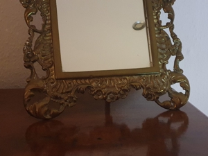 Alter antiker Messing Standspiegel 2,2 Kg, 35 x 36 cm Bild 2