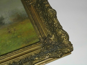 Antikes Ölbild auf Leinen des Malers A.v. Bergen, Niederlande Bild 3