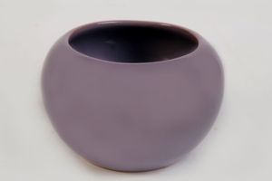 Kleine runde Keramik Ablageschale-Schüssel Ø 10 cm rund bauchig lila 70er