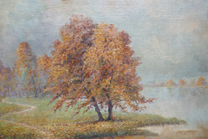 Ölbild- Herbstlandschaft am See Bild 2