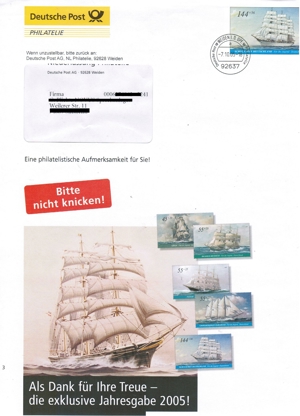 Großsegler,Faltmappe mit Sonderpostwertzeichen der Deutschen Post und mehr, no PayPal Bild 2