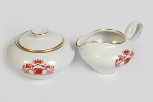 Milch&Zucker Set KPM Krister Rosenthal Porzellan Goldrand Bavarialöwe 50/60er