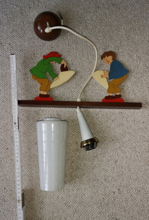 Deckenlampe, antike Kinderlampe Max und Moritz, Laubsägearbeit Bild 2