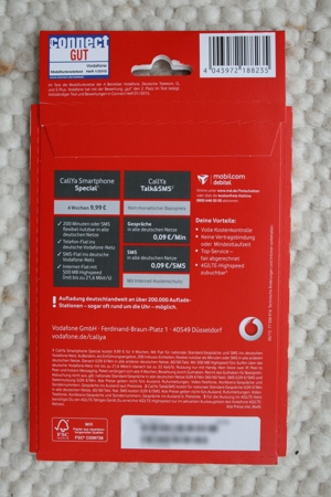 Talk&SMS / CallYa Smartphone Special - Telefonkarten, SIM-Karten von Vodafone Bild 2