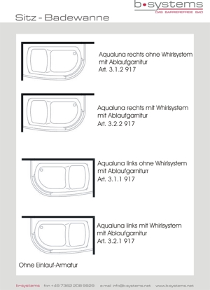 Sitz-Badewanne mit Acryl-Tür inkl. Wannenschürze "Aqualuna" optional mit Whirlsystem Bild 5