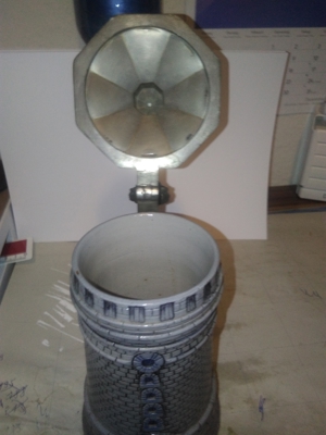 Antiker Bierkrug Turm Motiv mit Zinn Deckel vor 1945 Bild 11