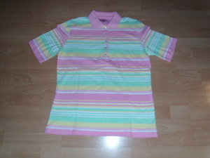 Poloshirt von Clarina, rosa geringelt, Gr. 42 Bild 1