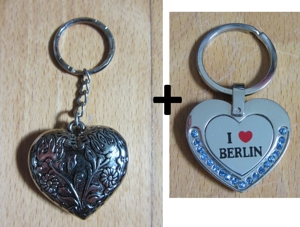 Schlüsselanhänger Herz Blumenmuster, I ? Berlin mit Glitzersteine Bild 1