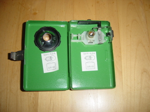 Flach Taschenlampe Retro Vintage Metall Grün Eckig neu Bild 5