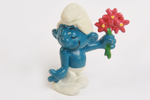 Schlumpf mit Roten Blumen von PEYO W.GERMANY Schleich 1978