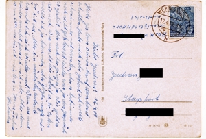 Briefmarke DDR Fünfjahresplan 10 Pfennig auf AK. Bild 2
