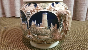 Bowle Service Steingut Keramik Rumtopf mit Burgen 8 Tassen antik Bild 7