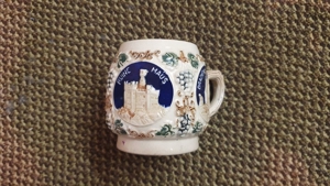 Bowle Service Steingut Keramik Rumtopf mit Burgen 8 Tassen antik Bild 4