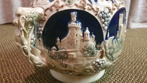 Bowle Service Steingut Keramik Rumtopf mit Burgen 8 Tassen antik Bild 9