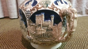 Bowle Service Steingut Keramik Rumtopf mit Burgen 8 Tassen antik Bild 10