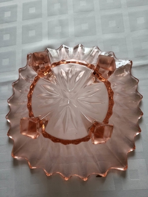 Alte Schüssel Schale Art Deco rosa Pressglas Bild 4