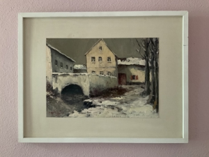 Ölgemälde « Winterliche Dorfansicht » von Èmile Wilken