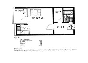 1-Zimmer-Wohnung, 37 qm Wfl., verm., West-Balkon, 1.OG, Langen Bild 2