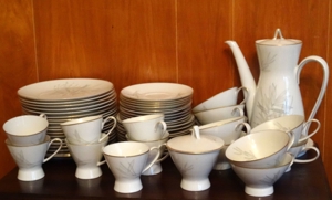 Rosenthal Kaffeeservice / Teeservice, Form 2000, Gräser, Goldrand Bild 2