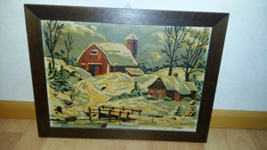 Gemälde - Scheune in Winterlandschaft Bild 1