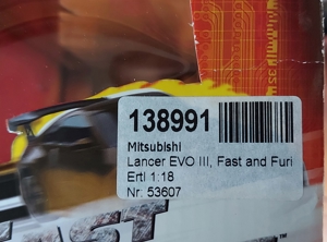 1:18 Mitsubishi Lancer evo III fast and the Furious Ovp Bild 5