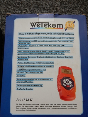Wetekom OBD II Fehlerdiagnosegerät m. Grafikdisplay Scanner Profi Diagnose OVP Bild 3