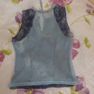 Top Shirt Sommertop Dress IN 40 M blau türkis hinten Mesh ärmellos Bild 5