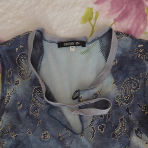 Top Shirt Sommertop Dress IN 40 M blau türkis hinten Mesh ärmellos Bild 2