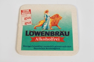BIERDECKEL Löwenbräu München Alkoholfrei Bierfilz Untersetzer Sammlerstück