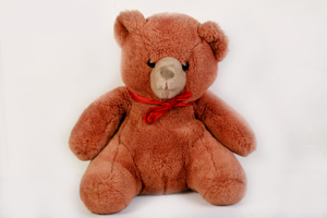 Weicher brauner Teddybär mit Schleife bespielt 35 cm vintage