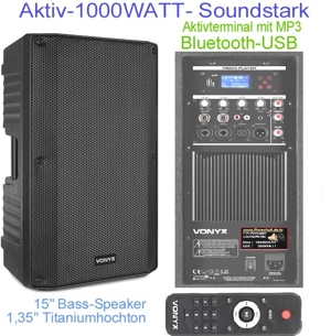 AB-Aktive Power 1000 WATT PA-Dj-Home-Bühne, Bluetooth-USB-Festpreis Neuware im Angebot.