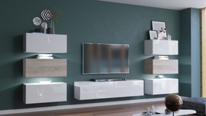 Möbel Wohnzimmer Wohnwand Anbauwand Schrankwand Wohnschrank Mediawand Hochglanz Henri N 72 Bild 1