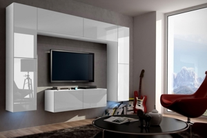 Möbel Wohnzimmer Wohnwand Anbauwand Schrankwand Wohnschrank Mediawand Hochglanz Future 3