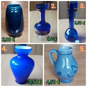 Vasen blau + orange, Keramik + Glas, Dekoration Bild 1