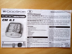 Bedienungsanleitung für Fahrradcomputer Ciclo Master CM 4.1