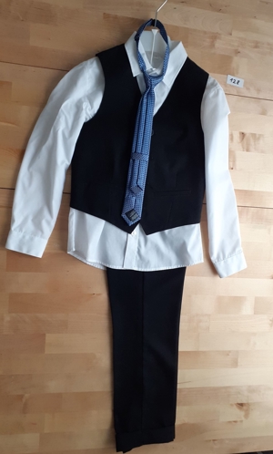 Jungen - festliches Hemd, Hose, Weste mit Krawatte Gr. 128