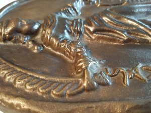 Bergbau Schutzpatronin St. Barbara Reliefmetallgussplatte Bronze Bild 3